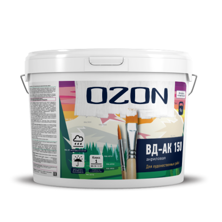 Краска акриловая сверхукрывистая для художественных работ OZON ВД-АК 150 ВД-АК-150D-11 D (бесцветная)  обычная